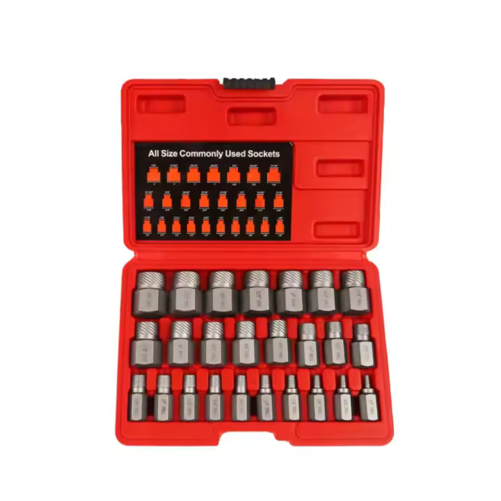 Juego de extractores de tornillos de doble cabeza, juego de extractores de pernos multiespline de fácil extracción, juego de removedores de tornillos de cabeza hexagonal roto dañado, 25 uds. - 1