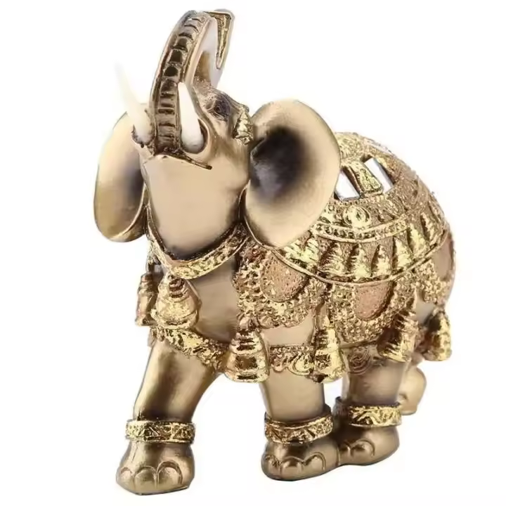 Estatua dorada de Feng Shui de la suerte, estatuilla de riqueza, regalo, decoración del hogar, escultura de elefante - 1