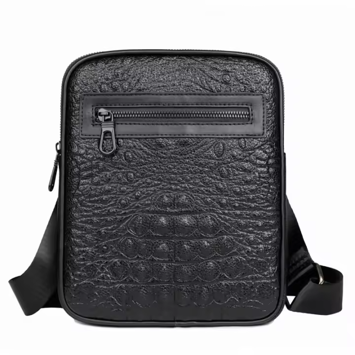 Bolso de Hombro Deportivo y de Ocio Patrón de Cocodrilo en Cuero Bolso Vertical de Moda Retro - 1