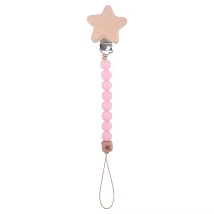 Cadena de silicona para chupete de bebé, cadena suave de grado alimenticio, con cuentas anticaída, Clips molares - 1