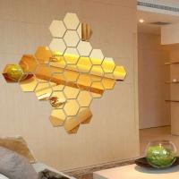 6/12 Uds. Pegatinas autoadhesivas de espejo de pared acrílico hexagonal de 4 colores, calcomanías de azulejos de mosaico para ración, adornos artísticos DIY, regalo - details 3