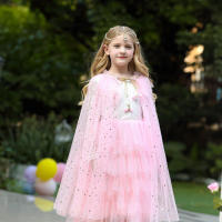 Girl Costume Children Elegant Dress Cape Kids Christmas Halloween Party Supply Girl Tulle Cloak Elsa Rapunzel Cosplay Accessory - details 28