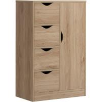 Armario de Salón Auxiliar con 4 Cajones Puerta, Estante Interior, Mueble de Almacenamiento Multiusos para Baño, Dormitorio, Comedor 54x29x83 cm - details 0