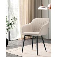 Juego de 2 sillas de comedor giratorias beige con reposabrazos, sillas de salón, sillas de cocina tapizadas de poliéster con estructura de metal negro. - details 8