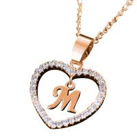 Collar con Colgante de Corazón de Circonita Cúbica 26 Letras del Alfabeto Joyería Personalizada - details 7