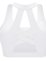 Tops cortos cruzados para mujer, camisa deportiva de manga corta blanca para Yoga - details 4