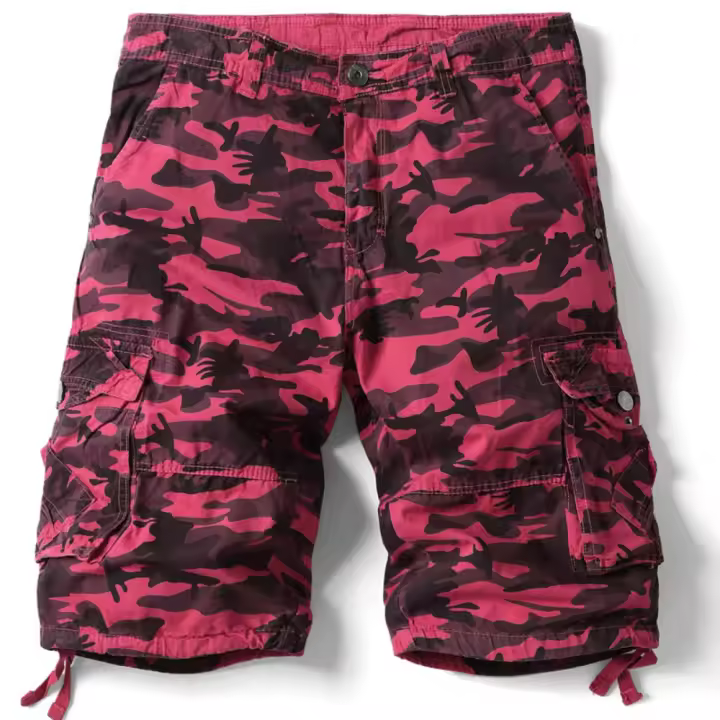 Pantalones cortos de camuflaje para hombre, Shorts informales con múltiples bolsillos, holgados, para trabajo y senderismo, Verano - 1