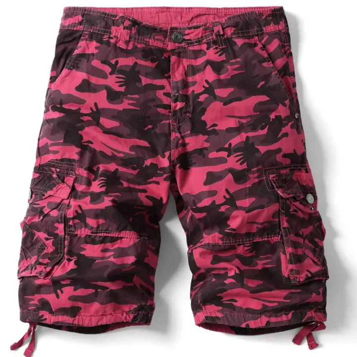 Pantalones cortos de camuflaje para hombre, Shorts informales con múltiples bolsillos, holgados, para trabajo y senderismo, Verano - 1