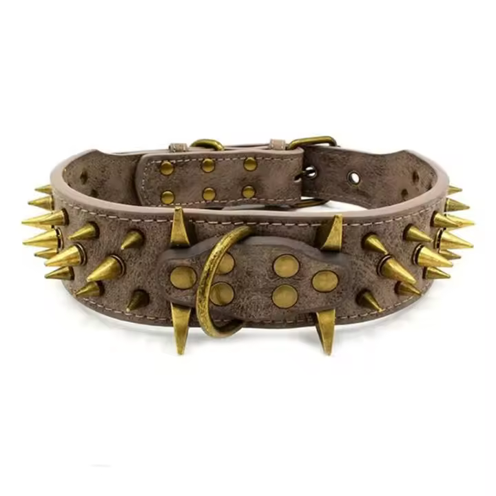 Collar de cuero PU para perros, collares acolchados duraderos para entrenamiento de mascotas, collares para perros medianos a grandes, Bulldog Francés - 1