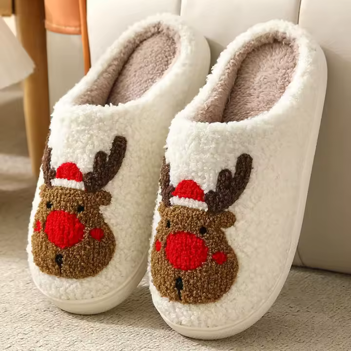 rtoon Elk Slippers Zapatos de interior ligeros para hombres y mujeres - 1