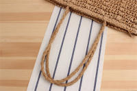 Bolso de mano de ocio étnico francés, hombro tejido Vertical, Cuadrado de hierba de verano - details 6