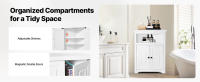 SucceBuy Gabinete de almacenamiento de esquina, gabinete pequeño y estantes ajustables, independiente para sala de estar, cocina, lavandería, baño, blanco - details 3