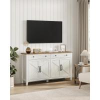 Aparador, Armario de Almacenaje con Cajón, Armario de Cocina con Puertas y Estante Regulable, Estilo Campo, para Salón, Comedor, 40 x 80 x 80 cm, Blanco Rústico y Marrón Miel - details 13