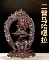 Estatua de Mahagala de dos armados, adorno de práctica de estatua de Buda de cobre puro tántrico tibetano hecho a mano de Nepal, tamaño pequeño - details 0