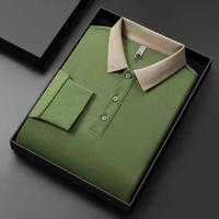 Nuevo polo de negocios informal de manga larga de color sólido para hombre, un top versátil que está a la moda, cálido y cómodo para - details 7