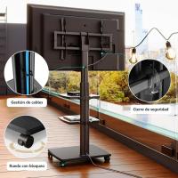 Soporte TV de Pie con Ruedas Blanco para Pantallas de 32 a 70 Pulgadas,Giro de 60 ° ,MAX VESA 600*400mm,Ajuste de Altura,Gestión de Cables, Soporte TV Ruedas con 2 Estantes y Base Madera - details 12