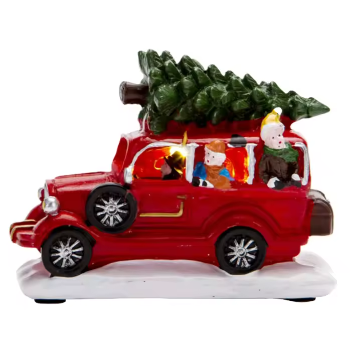 Decoración de mesa navideña con luz LED, tienda de aperitivos iluminada de resina, globo de aire caliente para coche Vintage, adornos de escritorio, decoraciones navideñas para interiores, regalos - 1