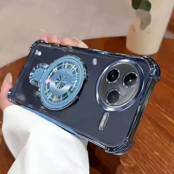 Para POCO F7 Ultra F7 PRO funda de silicona con soporte magnético para POCOX7 pro F7 Ultra Plating cubierta suave a prueba de golpes - 1
