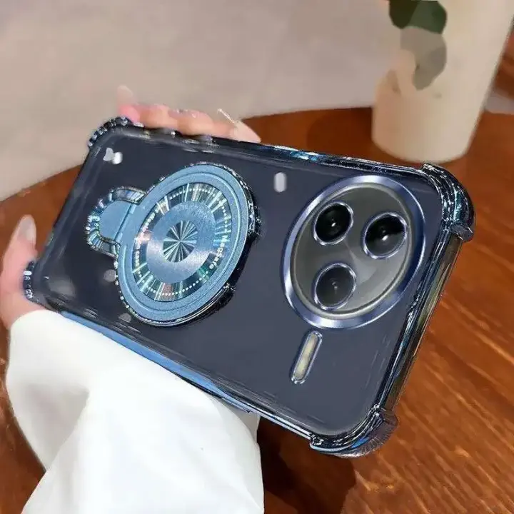 Para POCO F7 Ultra F7 PRO funda de silicona con soporte magnético para POCOX7 pro F7 Ultra Plating cubierta suave a prueba de golpes - 1