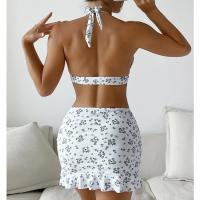 Conjunto de bikini de corte bajo para mujer, traje de baño de tres piezas con falda con volantes - details 16