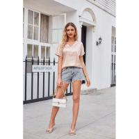 Blusa de manga corta con estampado de leopardo de verano, camisa informal para mujer, tops finos y elegantes con cuello en V para mujer - details 5