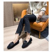 Zapatos planos de piel de visón con lazo de cristal para mujer, mocasines de algodón de felpa cálidos, cuentas de cordones de punta cuadrada, Invierno - details 22