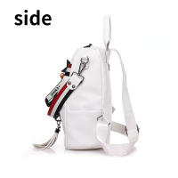 Mochila informal de gran capacidad, Correa desmontable con cremallera, bolso de hombro con colgante de oso, mochila con estampado de rayas - details 10