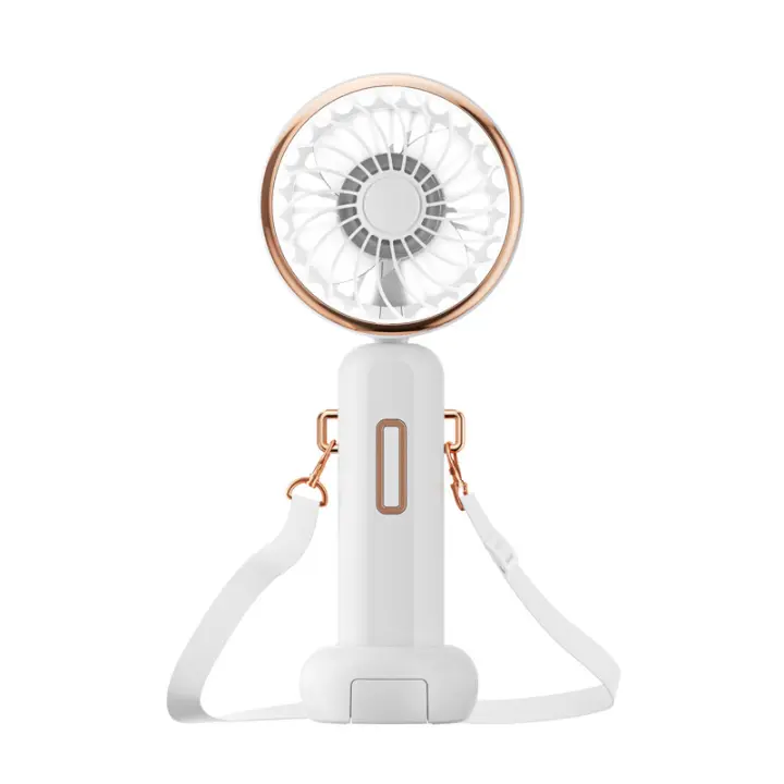 Mini ventilador USB de carga, pequeño ventilador de mano, pequeño ventilador de escritorio portátil, soporte para cordón - 1