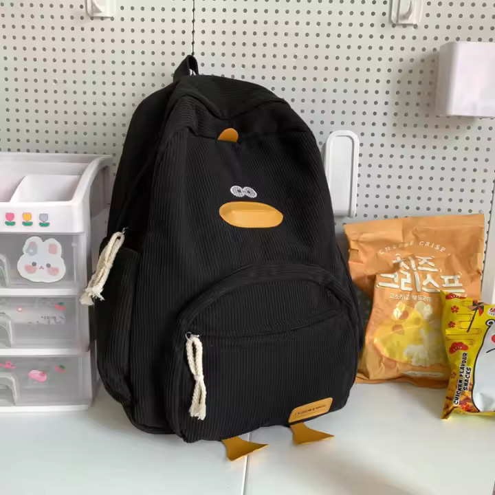 mochila, dibujos animados, niña, infantil, hombro, moda, gran capacidad, nuevo estilo, pana, moda callejera - 1