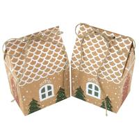 Cajas de Regalo de dulces de Papel kraft de Navidad con cuerdas, bolsas de regalo de fiesta de Casa de dibujos animados, 12 - details 1