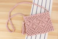 Bolso simple tejido a mano con flecos bolso retro tejido a mano bolso de playa de viaje de vacaciones de verano - details 1