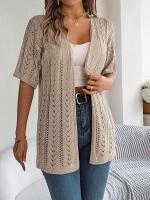 Cárdigan de punto elegante para mujer, a prueba de sol, camisetas huecas de manga corta para primavera y verano - details 18