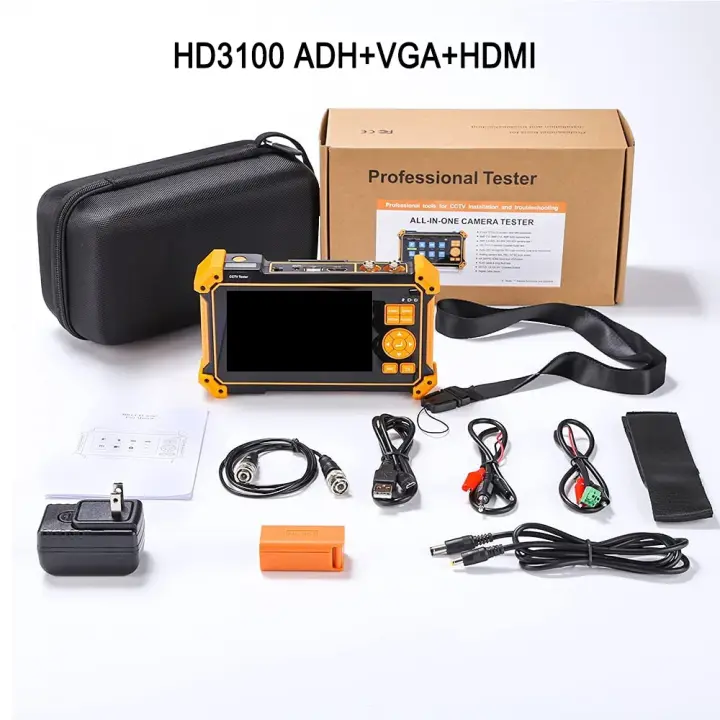 Elecpow-probador de cámara profesional HD-3200Plus, Monitor compatible con 4K, 8MP, CVI, TVI, AHD, SDI, CVBS, salida de cámara analógica, Cable UTP - 1