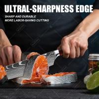 Cuchillo De Cocina Profesional Damasco Acero Inoxidable Cuchillo De Carne Utility Cuchillo De Desossado Slicing Japonés Santoku Con Mango De Madera - details 3