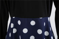 Women plaid print long sleeve vintage a line party dress v neck - details 64