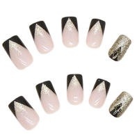 Uñas postizas cuadradas negras brillantes, ultra flexibles para una comodidad duradera, decoración de manos, arte de uñas - details 3