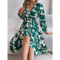 Vestido casual de manga larga con volantes para mujer, cintura de flores, otoño e invierno - details 11