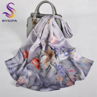 BYSIFA Elegante Pañuelo de Seda Mulberry 100% Diseño de Flor de Papaya Ideal para Otoño/Invierno - details 5