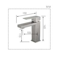 Grifo cuadrado de acero inoxidable cromado para baño, Grifería de lavabo individual, 16,5x15x11,5 - details 2