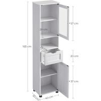 Compartimento Abierto Puerta Cristal Estrecho Patas Estantes Regulables en Altura Ahorro Espacio Blanco Arce BBK163T44 - details 2