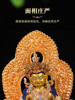 Estatua Huang Ornam, exquisita imitación de latón de la plataforma de Buda del budismo esotérico tibetano nepalí, Dios Caishen dorado - details 4