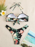 Bikini con Push-Up para mujer, traje de baño liso con tirantes, bañador Sexy con Tanga, ropa de playa para verano, 2024 - details 20