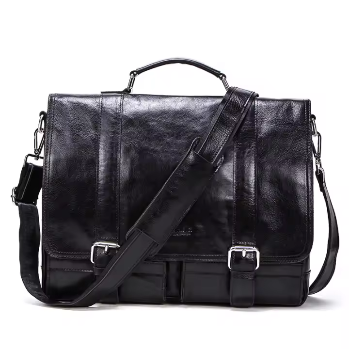 Bolso de Hombre CONTACT'S de Cuero de Verduras para Abogados Bolsa de Negocios Vintage Grande para Portátil y iPad Material de Revestimiento Poliéster Tamaño 13inch Negro - 1