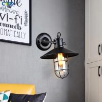 Lámpara de pared Vintage con jaula de hierro, pantalla de cristal, sujetador negro, sala de estar, cafetería,LEDE27 - details 3