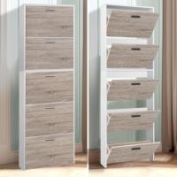 Mueble zapatero de 12 pares - Estantería de gran capacidad para vestíbulo o pasillo - (ancho) 60 x (profundidad) 24 x (alto) 80 cm - Madera clara blanca - details 129