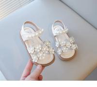 Sandalias florales para niñas pequeñas con cuentas, zapatos dulces de princesa de verano para niños, punta abierta, antideslizantes, talla 21-30, gancho y bucle, - details 3