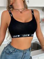 EasyFave Sujetador de punto con forma de corazón y letras para mujer - details 4