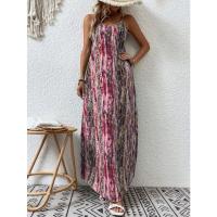 Vestido largo de verano sin mangas para mujer, estampado vintage, elegante cuello en V para fiesta en la playa - details 1