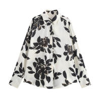 - Camisa de textura de seda de manga larga estampada para mujer, cuello informal, moda de otoño, producto nuevo - details 1