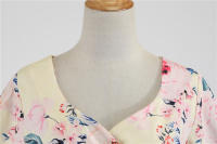 Women floral print casual half sleeve elegant vintage party dress - details 5